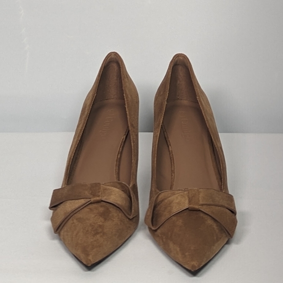NEW Coutgo Pointy Toe Suede Bow Heels Sz 10 brown - Picture 4 of 4